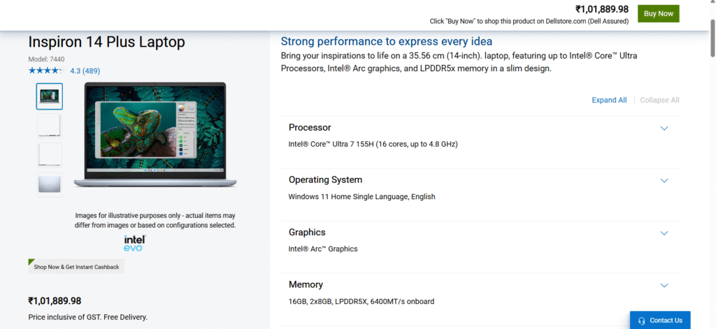 DELL INSPIRON 14 PLUS: Overall Best Laptopp For Corporate uses