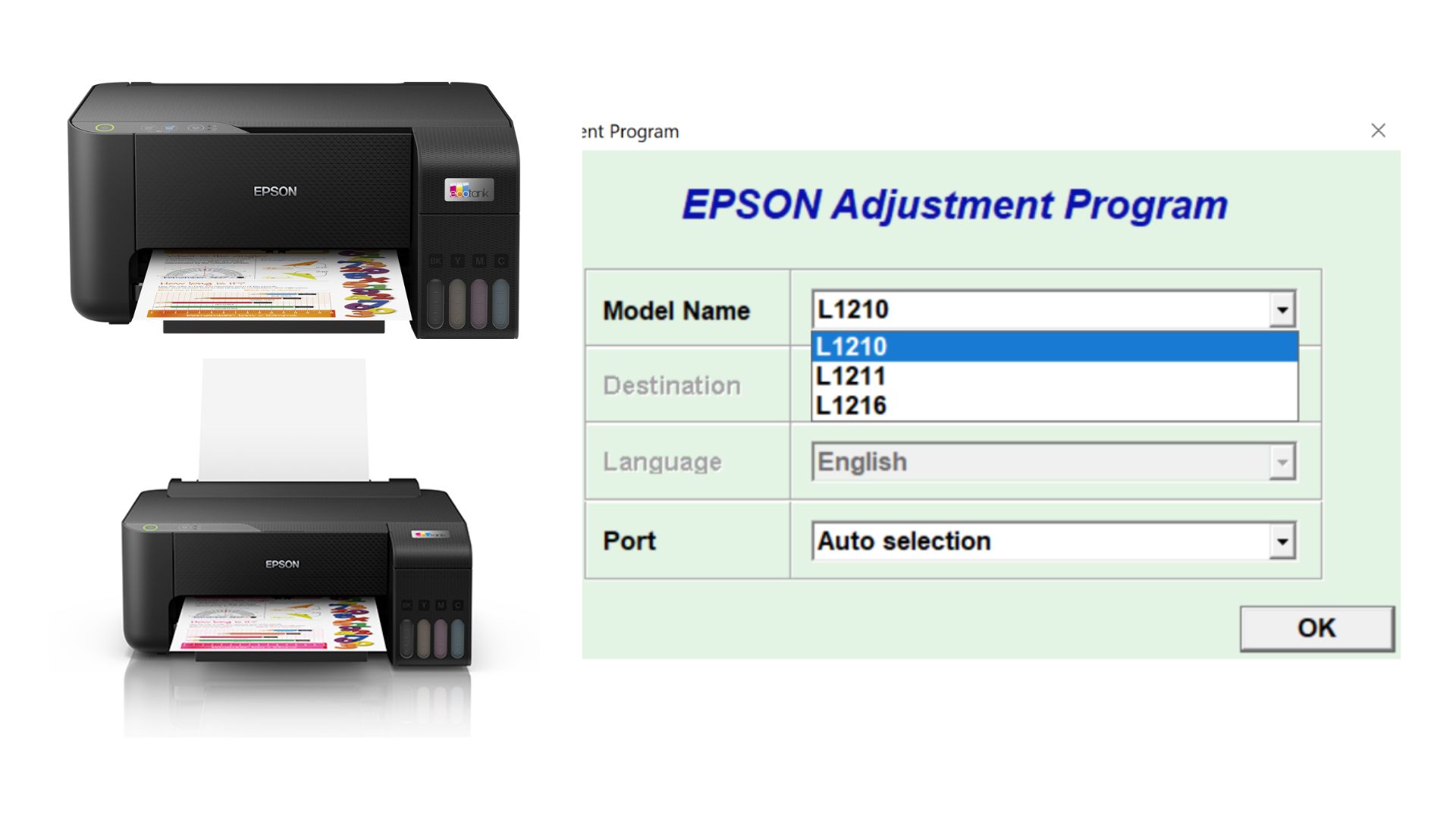 Epson L1210, L3210, L3250, L3251, L3260, L5290 Resetter Download – Free Adjustment Program